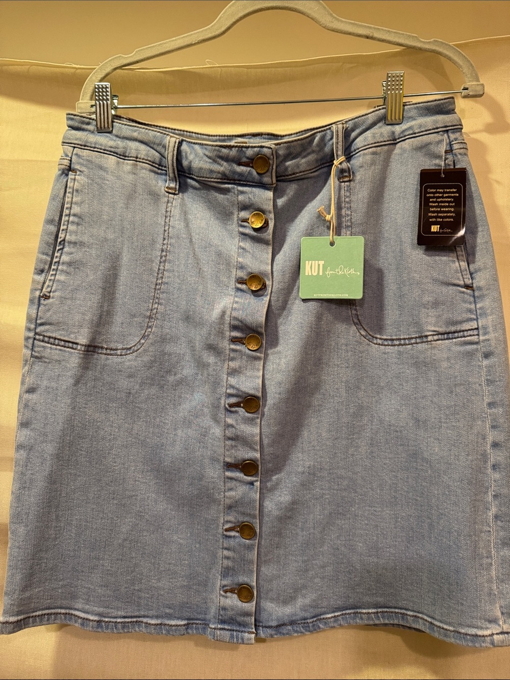 Kut from the Kloth Light Blue Button-Front Denim Skirt Size 12 New With Tags